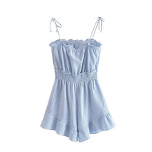 Load image into Gallery viewer, Women Summer Chic Fashion Blue Check Wide Leg Short Jumpsuits - Sophornlilly