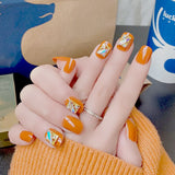 ZD 078 Wearing Nail Sticker Bridal Manicure Pumpkin Square Diamond