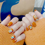 ZD 078 Wearing Nail Sticker Bridal Manicure Pumpkin Square Diamond