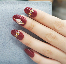 Load image into Gallery viewer, ZD 084 Fake Nail Finished Nail Art Red Diamond Round Head Nail Patch