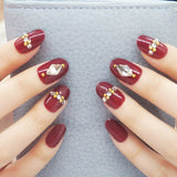 ZD 084 Fake Nail Finished Nail Art Red Diamond Round Head Nail Patch