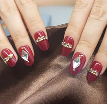 Load image into Gallery viewer, ZD 084 Fake Nail Finished Nail Art Red Diamond Round Head Nail Patch