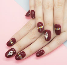 Load image into Gallery viewer, ZD 084 Fake Nail Finished Nail Art Red Diamond Round Head Nail Patch