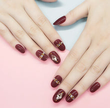 Load image into Gallery viewer, ZD 084 Fake Nail Finished Nail Art Red Diamond Round Head Nail Patch