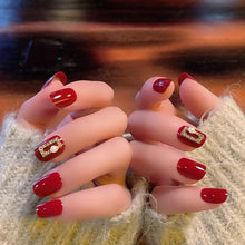 Load image into Gallery viewer, ZD 087 Fake Nail Finished Wear Nail Sticker Bridal Manicure Burgundy