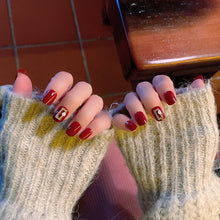 Load image into Gallery viewer, ZD 087 Fake Nail Finished Wear Nail Sticker Bridal Manicure Burgundy