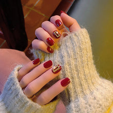 Load image into Gallery viewer, ZD 087 Fake Nail Finished Wear Nail Sticker Bridal Manicure Burgundy