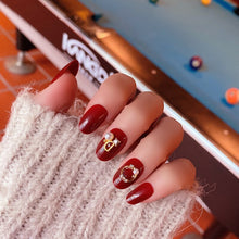 Load image into Gallery viewer, ZD 089 Finished Nail Art Patch Wearing Nail Red with Diamond Nail