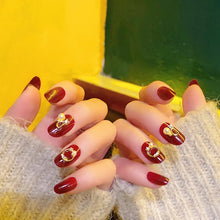 Load image into Gallery viewer, ZD 089 Finished Nail Art Patch Wearing Nail Red with Diamond Nail