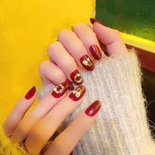 Load image into Gallery viewer, ZD 089 Finished Nail Art Patch Wearing Nail Red with Diamond Nail