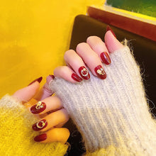 Load image into Gallery viewer, ZD 089 Finished Nail Art Patch Wearing Nail Red with Diamond Nail