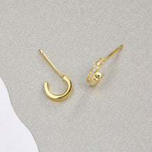 Load image into Gallery viewer, 925 Sterling Silver Letter C Shape Tiny Stud Earrings For Women - Sophornlilly