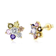 Load image into Gallery viewer, Colorful Cubic Zirconia Flower Stud Earrings For Women - Sophornlilly