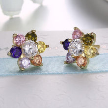 Load image into Gallery viewer, Colorful Cubic Zirconia Flower Stud Earrings For Women - Sophornlilly