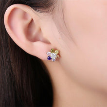 Load image into Gallery viewer, Colorful Cubic Zirconia Flower Stud Earrings For Women - Sophornlilly