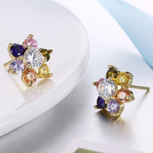 Load image into Gallery viewer, Colorful Cubic Zirconia Flower Stud Earrings For Women - Sophornlilly