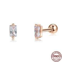 Load image into Gallery viewer, Genuine 925 Sterling Silver Geometry Square Stud Earrings For