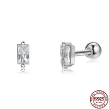 Load image into Gallery viewer, Genuine 925 Sterling Silver Geometry Square Stud Earrings For