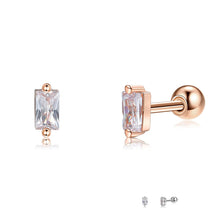 Load image into Gallery viewer, Genuine 925 Sterling Silver Geometry Square Stud Earrings For