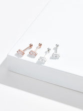 Load image into Gallery viewer, Genuine 925 Sterling Silver Geometry Square Stud Earrings For