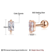 Load image into Gallery viewer, Genuine 925 Sterling Silver Geometry Square Stud Earrings For