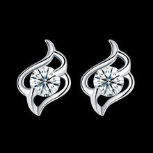 Load image into Gallery viewer, Geometric Flame 925 Sterling Silver Stud Earrings For Women 5A - Sophornlilly