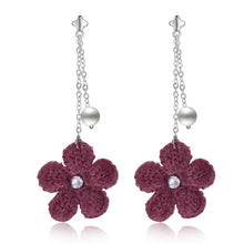 Load image into Gallery viewer, Hanging Red Flower 925 Sterling Silver Drop Earrings For Women - Sophornlilly