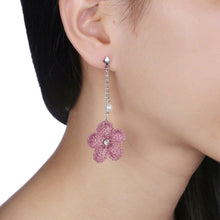 Load image into Gallery viewer, Hanging Red Flower 925 Sterling Silver Drop Earrings For Women - Sophornlilly