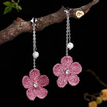 Load image into Gallery viewer, Hanging Red Flower 925 Sterling Silver Drop Earrings For Women - Sophornlilly