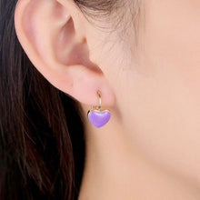 Load image into Gallery viewer, Heart Purple Color Stud Earrings For Women Romantic Wedding - Sophornlilly