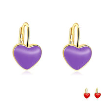Load image into Gallery viewer, Heart Purple Color Stud Earrings For Women Romantic Wedding - Sophornlilly