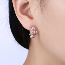 Load image into Gallery viewer, Romantic Flower Stud Earrings For Women Rose Gold Color Full - Sophornlilly