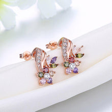 Load image into Gallery viewer, Romantic Flower Stud Earrings For Women Rose Gold Color Full - Sophornlilly