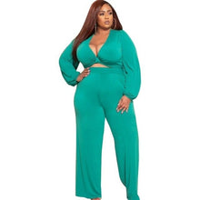 Load image into Gallery viewer, Women Clothing Two Piece Tracksuit Deep V Neck