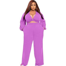 Load image into Gallery viewer, Women Clothing Two Piece Tracksuit Deep V Neck