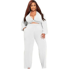Load image into Gallery viewer, Women Clothing Two Piece Tracksuit Deep V Neck