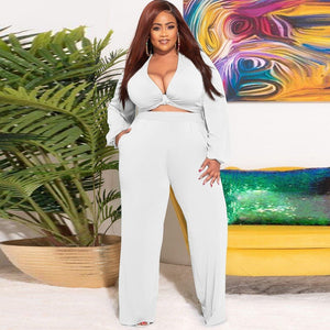 Women Clothing Two Piece Tracksuit Deep V Neck