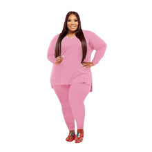 Load image into Gallery viewer, 2 Piece Tracksuit Solid V neck Long