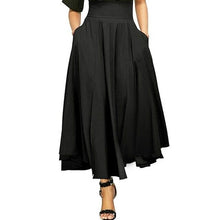 Load image into Gallery viewer, Women Long Skirts Elastic Waist Side pocket Pleated Maxi Skirts