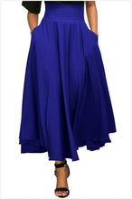 Load image into Gallery viewer, Women Long Skirts Elastic Waist Side pocket Pleated Maxi Skirts
