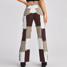 Load image into Gallery viewer, Casual Denim Trousers Color Block Patchwork Washed Distressed