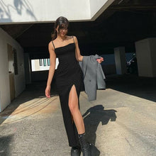 Load image into Gallery viewer, Sexy Black Split Spaghetti Strap Summer Dress Women Fashion - Sophornlilly