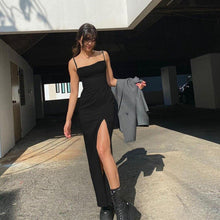 Load image into Gallery viewer, Sexy Black Split Spaghetti Strap Summer Dress Women Fashion - Sophornlilly