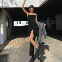 Load image into Gallery viewer, Sexy Black Split Spaghetti Strap Summer Dress Women Fashion - Sophornlilly
