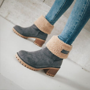 Zipper Padded Round Toe Boots