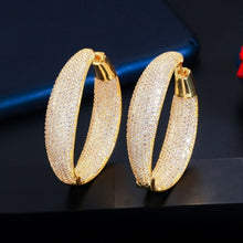 Load image into Gallery viewer, Zircons Micro Pave Cubic Zirconia Round Big Statement Hoop Earrings
