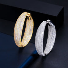 Load image into Gallery viewer, Zircons Micro Pave Cubic Zirconia Round Big Statement Hoop Earrings