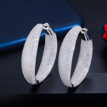 Load image into Gallery viewer, Zircons Micro Pave Cubic Zirconia Round Big Statement Hoop Earrings