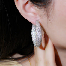 Load image into Gallery viewer, Zircons Micro Pave Cubic Zirconia Round Big Statement Hoop Earrings