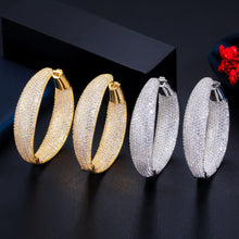 Load image into Gallery viewer, Zircons Micro Pave Cubic Zirconia Round Big Statement Hoop Earrings